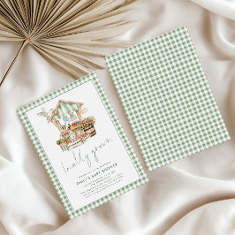 Sage Gingham Locally Grown Market Baby Shower Einladung