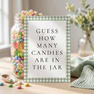 Sage Gingham Rate-mal-Spielkarte für Baby-Party Einladung