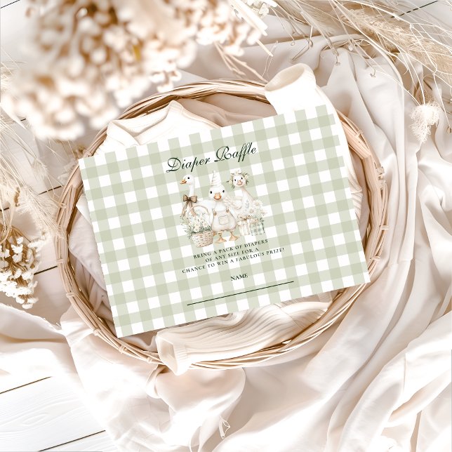 Sage Gingham Silly Goose Diapper Raffle Begleitkarte (Von Creator hochgeladen)