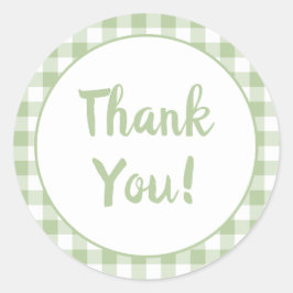 Sage Gingham Vielen Dank Runder Aufkleber