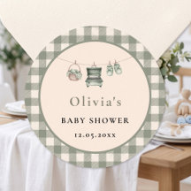 Sage Gingham Wäscheleine Grill Baby Shower