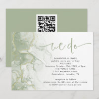 Sage Gold Agate Script wir machen QR Code Hochzeit