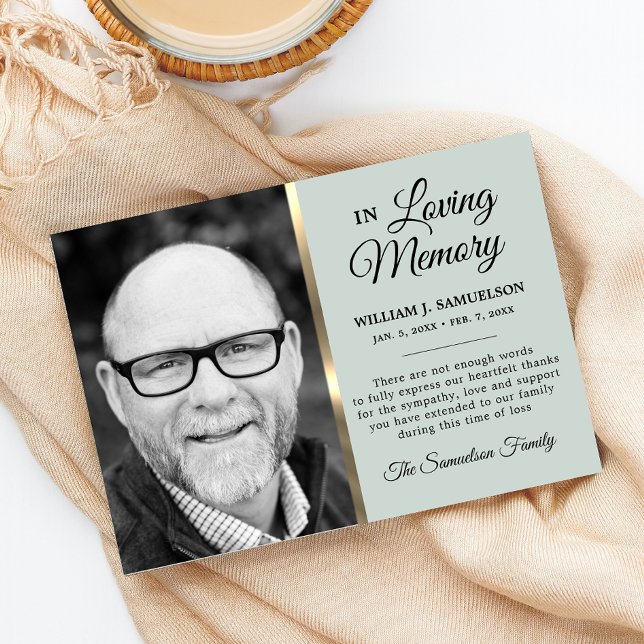 Sage Gold Beileid Beerdigung Gedächtnis DANK IHNEN Dankeskarte (Von Creator hochgeladen)