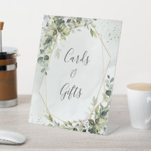 Sage gold eucalyptus geometric wedding gifts sign