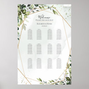 Sage Gold Eukalyptus Boho Hochzeit Sitzplan Poster