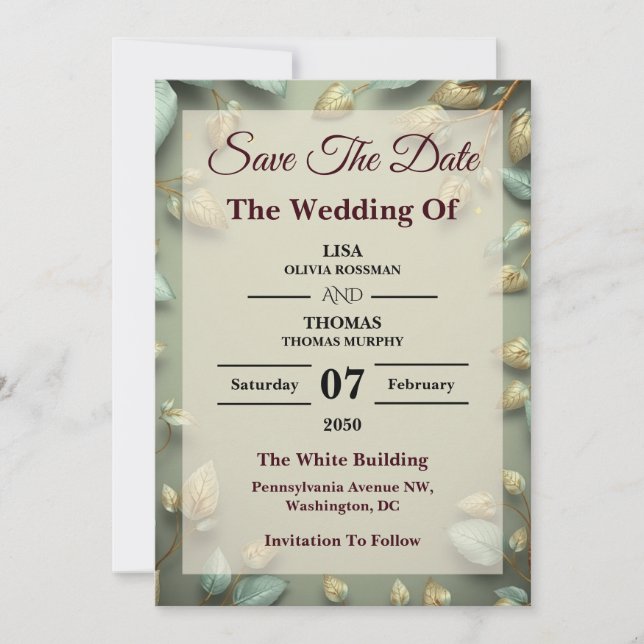 Sage Gold Luxe Greenery Wedding Save The Date (Vorderseite)