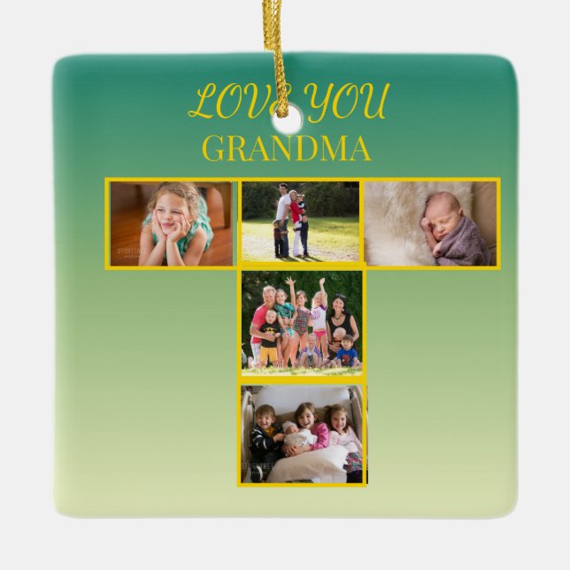 Sage Gold T-Collage Ornament Design