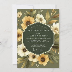 Sage Golden Vintage Flora Hochzeit Einladung