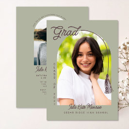 Sage Grad Announcement and Invitation with Photo Einladung