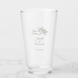 Sage Gray Toile de Jouy Wedding Glass Cup  Glas