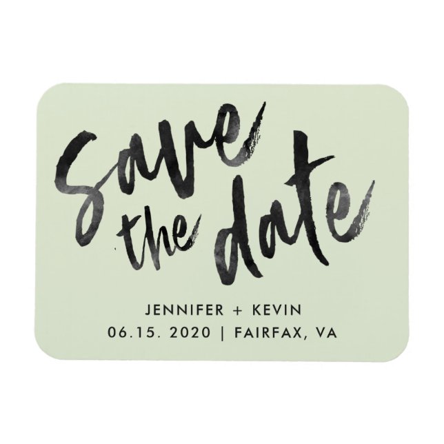 Sage Gree Wedding Calligrafy Save the Date Magnet (Horizontal)