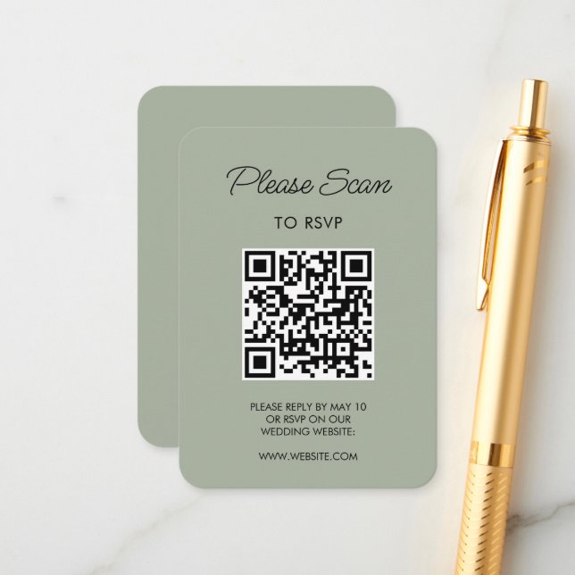 Sage Gree Wedding RSVP Modern Minimalist Simple Begleitkarte (Vorderseite/Rückseite Beispiel)