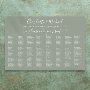 Sage Green 300 Namen Hochzeit Sitzplan Poster