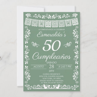 Sage Green 50. Geburtstagsfeier Einladung