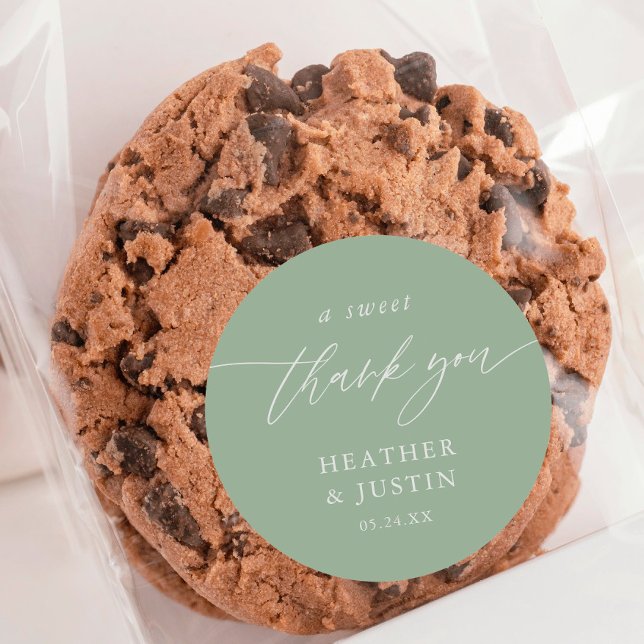 Sage Green A Sweet Danke Gastgeschenk Hochzeit Runder Aufkleber (Von Creator hochgeladen)