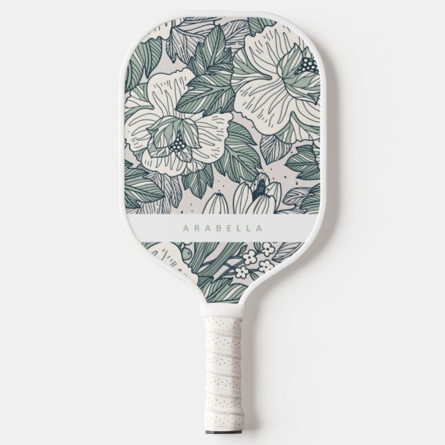 Sage Green Abstrakt Floral Pickleball Paddel Pickleball Schläger (Vorderseite)