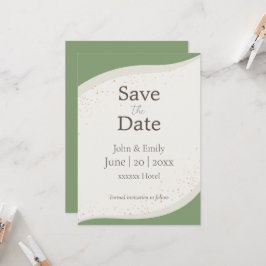 Sage Green Abstrakt Wedding Save the Date Einladung