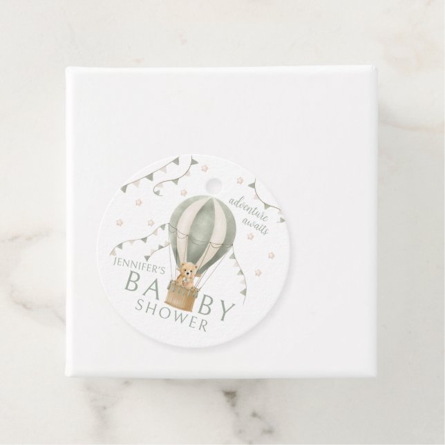 Sage Green Adventure Teddy Baby Dusche Vielen Dank Geschenkanhänger (Beispiel)