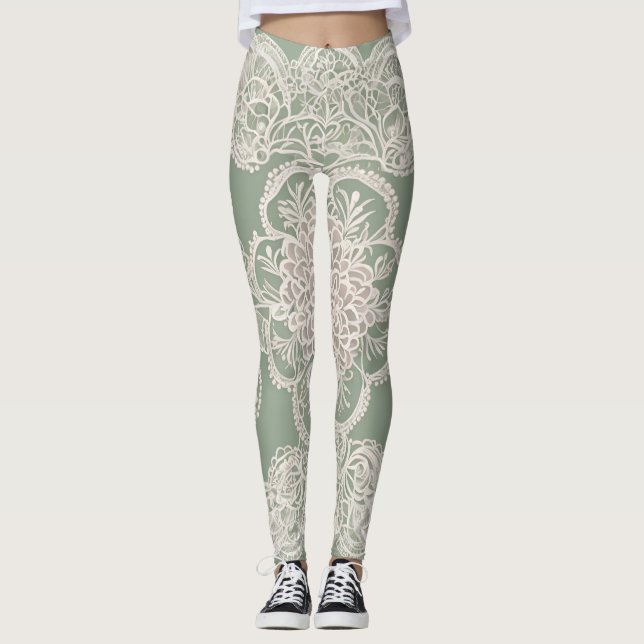 Sage Green AI Art Leggings (Vorderseite)