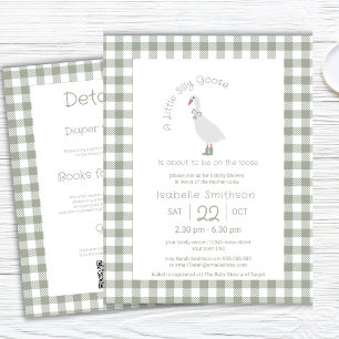 Sage Green Albern Little Gänse Baby Shower QR Code Einladung