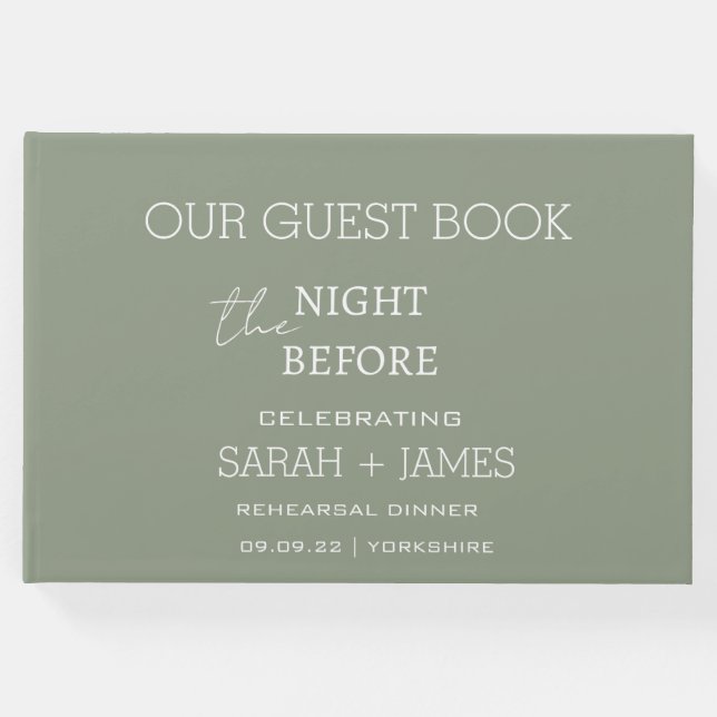 Sage Green am Abend vor der Probe Abendessen Gästebuch (Vorderseite)