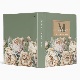 Sage Green and Blush Peongs Script Name Monogram 2,5 Cm Ordner
