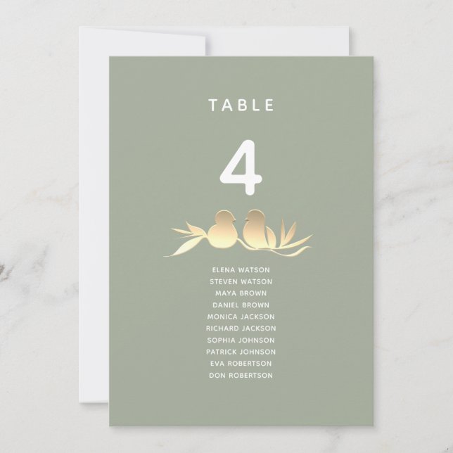 Sage Green and Gold Wedding Seating Chart (Vorderseite)