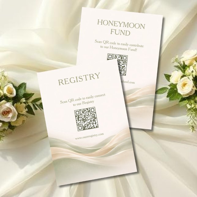 Sage Green and Ivory Registry & Honeymoon Fund Begleitkarte (Sage Green and Ivory Registry & Honeymoon Fund Enclosure Card )