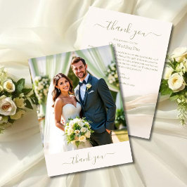Sage Green and Ivory Wedding Thank You Card Dankeskarte