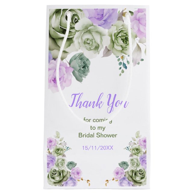 Sage Green and Purple Floral Bridal Shower Kleine Geschenktüte (Vorderseite)