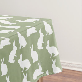 Sage Green And White Bunny Pattern Cute Easter Tischdecke