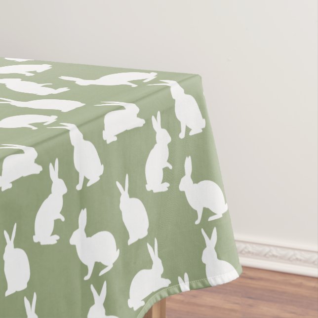 Sage Green And White Bunny Pattern Cute Easter Tischdecke (Beispiel)