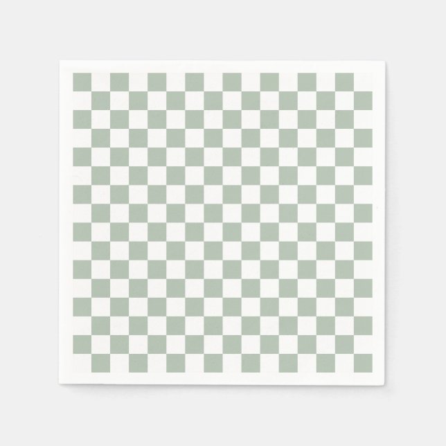 Sage Green and White Checkered Serviette (Vorderseite)