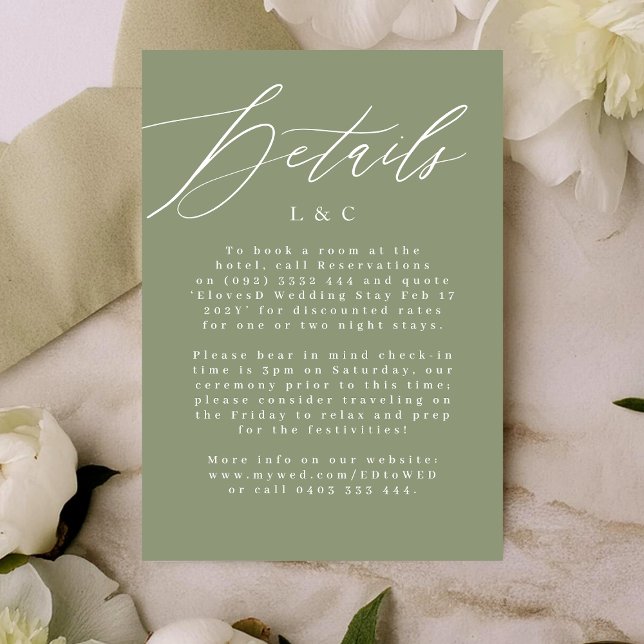Sage Green and White Modern Wedding Enclosure Card RSVP Karte (Von Creator hochgeladen)