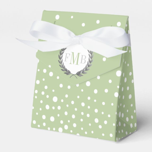 Sage green and white polka dot pattern wedding fav geschenkschachtel (Vorderseite)