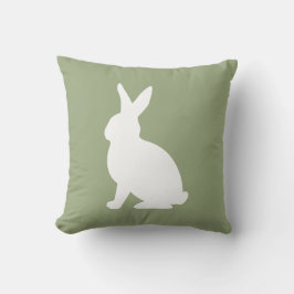 Sage Green And White Sitting Bunny Cute Easter Kissen