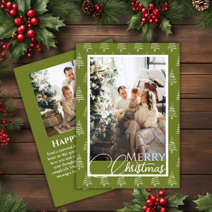 Sage Green and White Tree Muster Foto Weihnachten