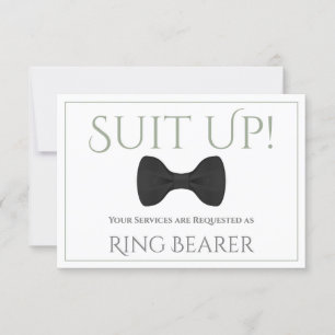 Sage Green Anzug Up Be My Ring Bearer Fun Bow Kraw Karte