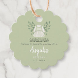 Sage Green Aqiqah-Geschenkanhänger - Danke-Label Geschenkanhänger