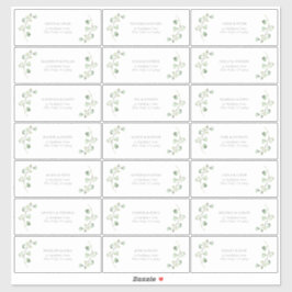 Sage Green Arch Botanical Wedding Guest Address Aufkleber