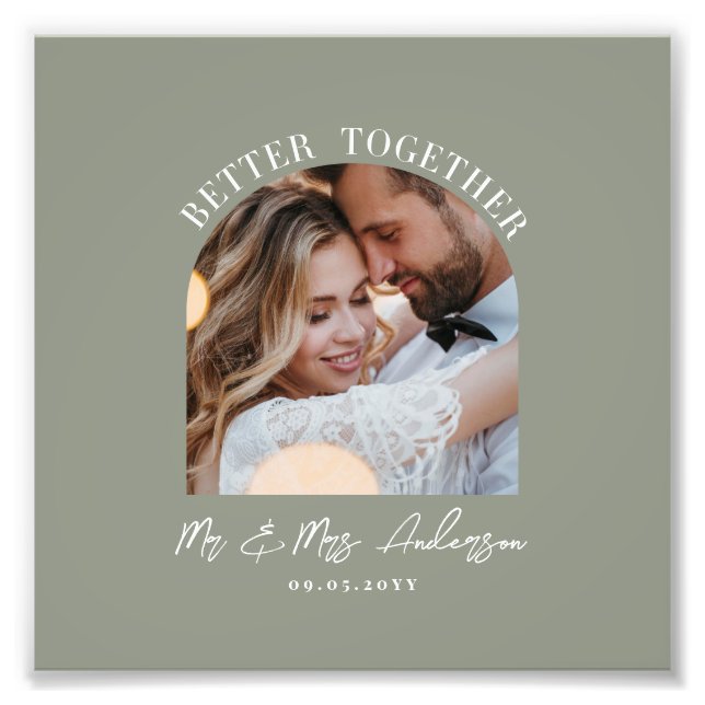 Sage green arch Foto Hochzeitsgeschenk Wohngestalt (Vorne)