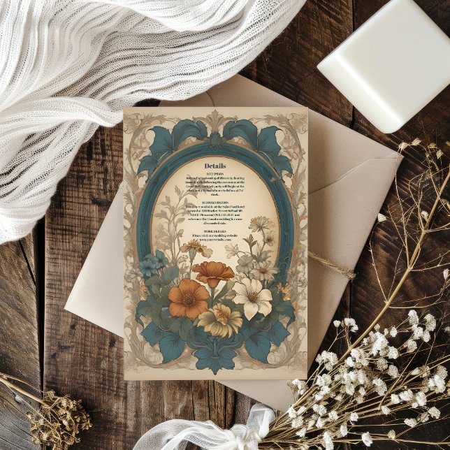 Sage Green Art Nouveau Alphonse Mucha Wedding Begleitkarte (Von Creator hochgeladen)