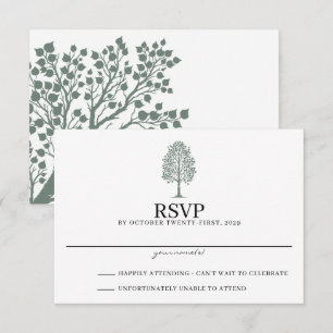 Sage Green Aspen Wedding RSVP Karte