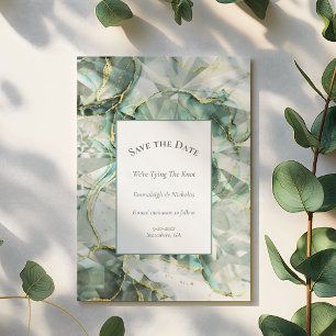 Sage Green Aventurin Crystal Save the Date Postkarte