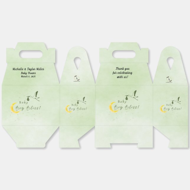 Sage Green Baby Boy Bliss Stork Special Delivery Geschenkschachtel (Ungeklappt)