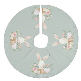 Sage Green Baby Bunny Rabbit Elegant Niedlich Leinenimitat Weihnachtsbaumdecke