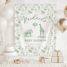 Sage Green Baby Dusche Banner Safari Toile Wandteppich