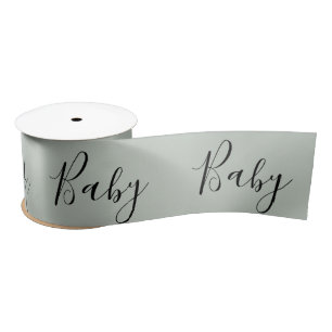 Sage Green Baby Script Elegant Baby Shower Satin Satinband