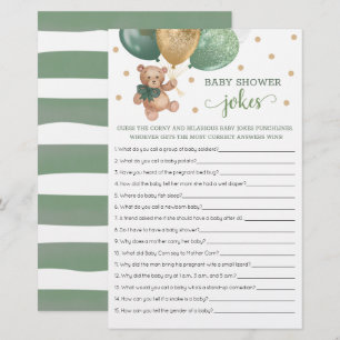 Sage Green Baby Shooter Jokes Game Teddy Bear