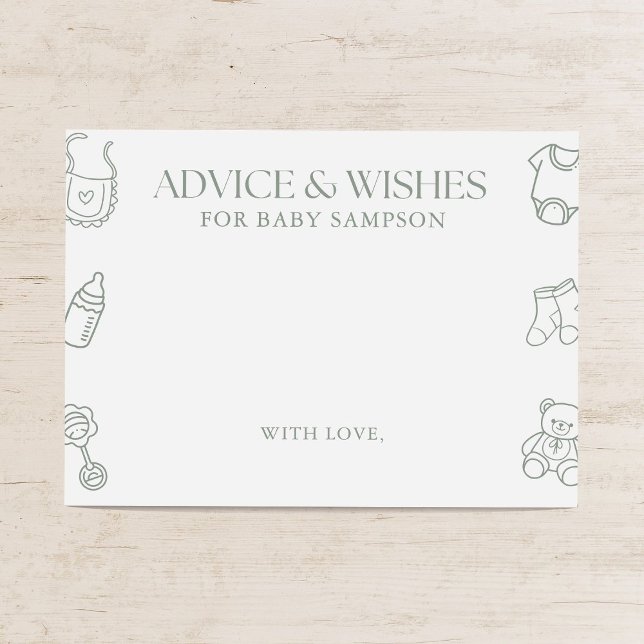 Sage Green Baby Shower Advice and Wishes Begleitkarte (Von Creator hochgeladen)